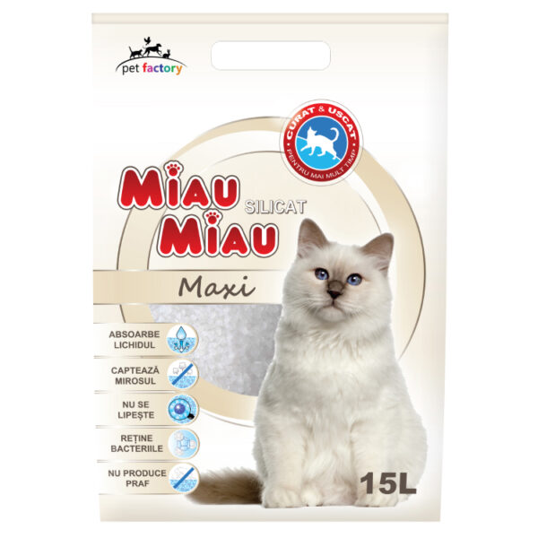 Miau Miau silicat maxi 15l Hrana uscata pisici