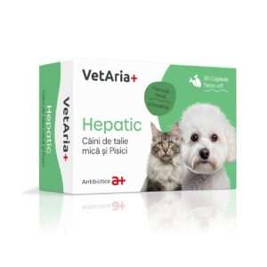 VetAria Hepatic Caini talie mica si Pisici 30 capsule twist-off